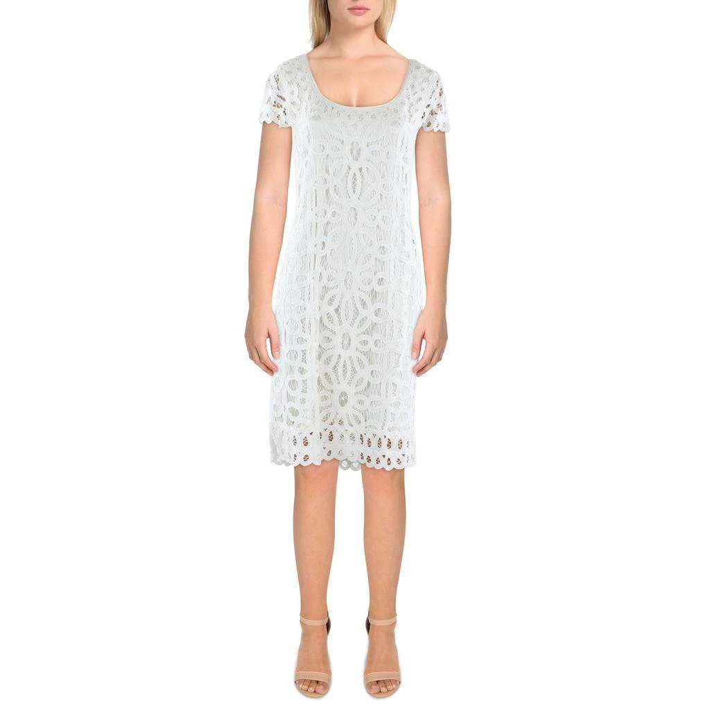 商品Ralph Lauren|Lauren Ralph Lauren Womens Denizray Lace Cap Sleeves Sheath Dress,价格¥311,第1张图片详细描述