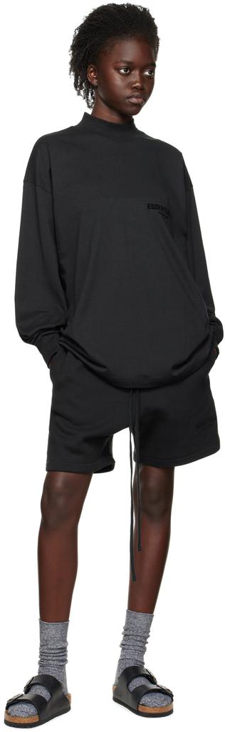 Black Flocked Long Sleeve T-Shirt商品第4张图片规格展示