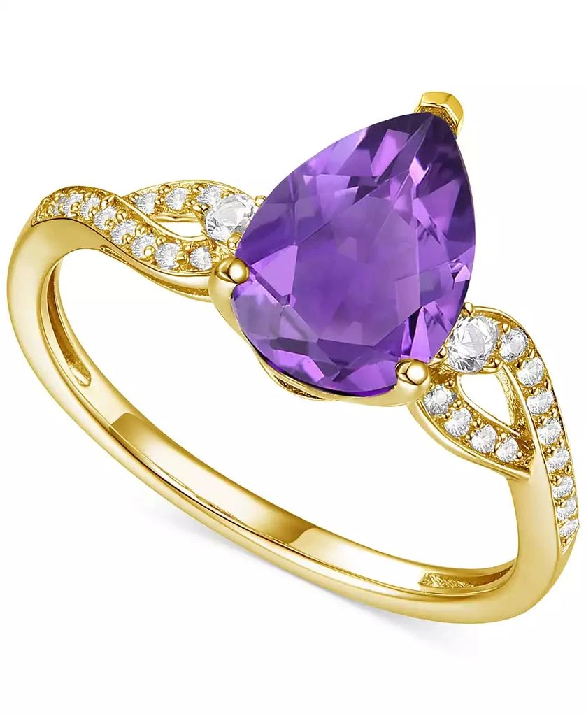 商品Macy's|Amethyst (1-3/4 ct. t.w.) & Lab-Grown White Sapphire (1/6 ct. t.w.) Twist Ring in 14k Gold-Plated Sterling Silver (Also in Additional Gemstones),价格¥1484,第1张图片