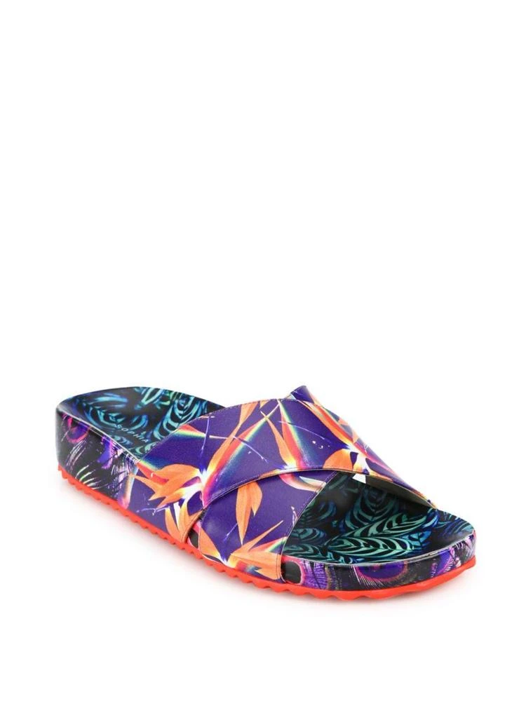 商品Sophia Webster|Phoebe Leaf-Print Leather Wedge Slides,价格¥1126,第1张图片