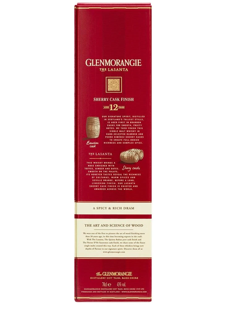 商品Glenmorangie|The Lasanta 12 Year Old Sherry Cask Finish Single Malt Scotch Whisky,价格¥557,第4张图片详细描述