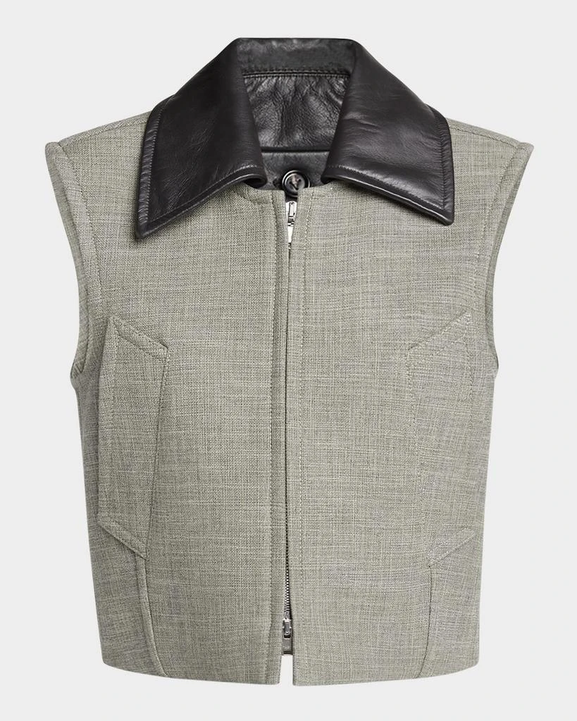 商品Bottega Veneta|Leather-Collar Structured Melange Vest,价格¥19300,第1张图片