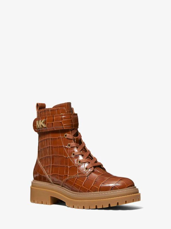 商品Michael Kors|Stark Crocodile Embossed Leather Combat Boot,价格¥333,第1张图片