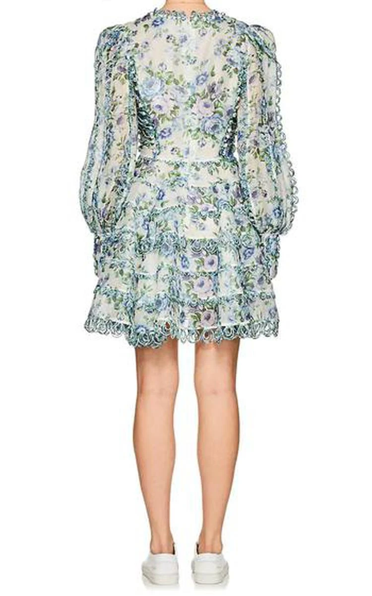 商品Zimmermann|Honeymooners Floral Linen-Silk Minidress,价格¥15400,第3张图片详细描述