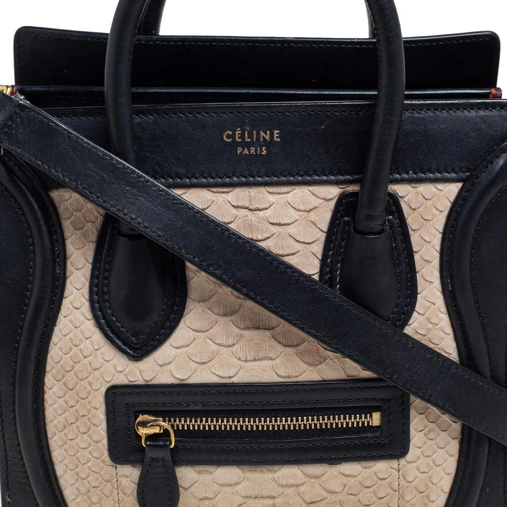 商品[二手商品] Celine|Céline Tricolor Python Leather and Leather Trim Nano Luggage Tote,价格¥6174,第5张图片详细描述