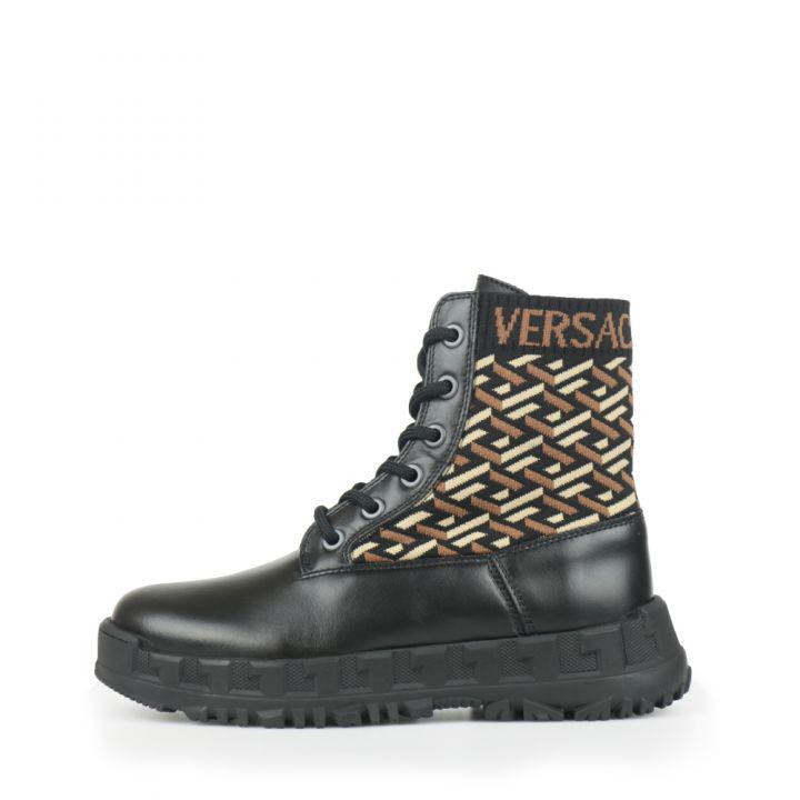 Black La Greca Pattern Boots商品第1张图片规格展示