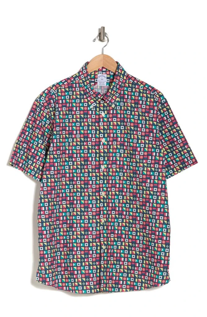 商品Brooks Brothers|Flag Print Short Sleeve Button-Down Shirt,价格¥207,第3张图片详细描述