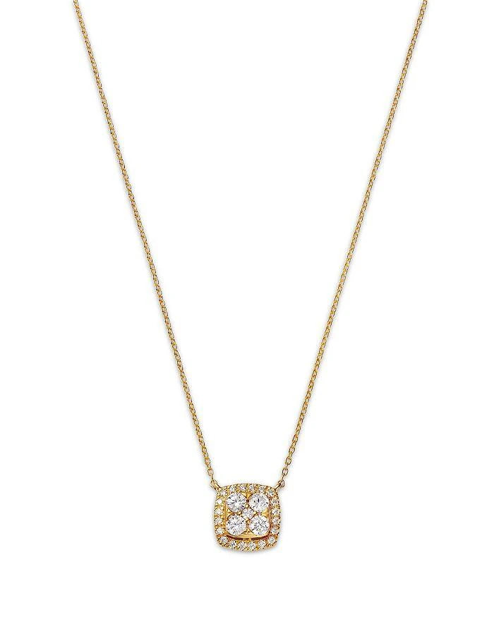 商品Bloomingdale's|Diamond Square Halo Cluster Pendant Necklace in 14K Yellow Gold, 0.50 ct. t.w.,价格¥6816,第1张图片