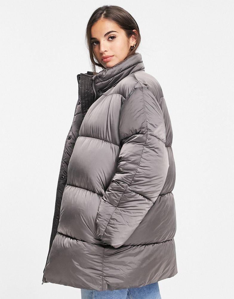 ASOS DESIGN luxe oversized puffer jacket in charcoal商品第2张图片规格展示