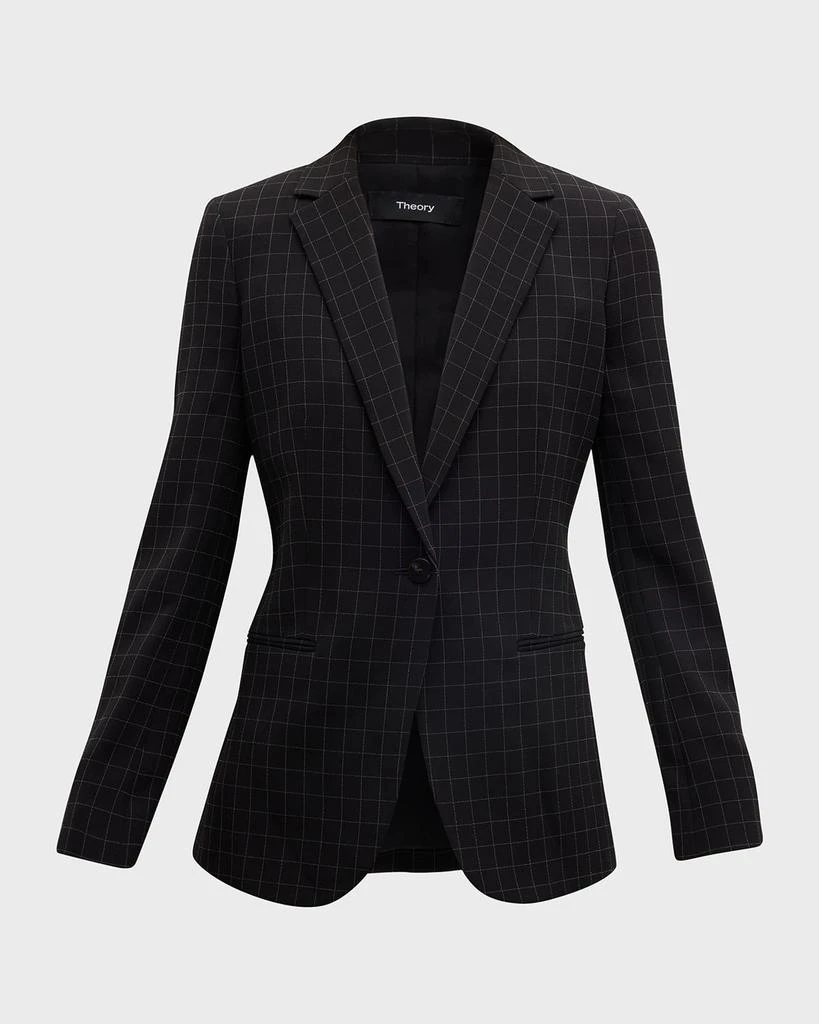 商品Theory|Slim-Fit Cutaway Check Blazer,价格¥1317,第2张图片详细描述