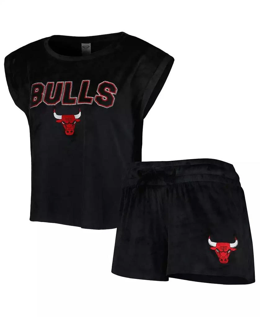 商品Concepts Sport|Women's Black Chicago Bulls Intermission T-shirt and Shorts Sleep Set,价格¥449,第1张图片