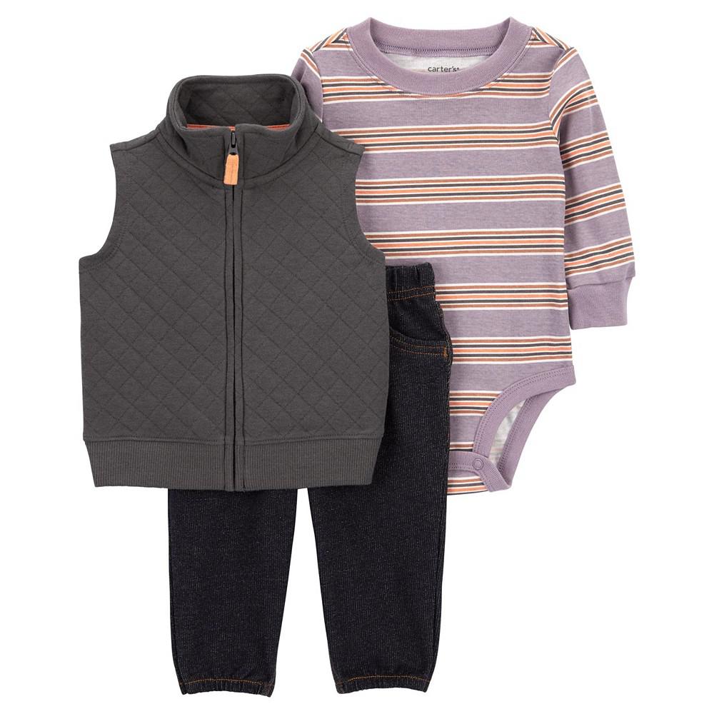 Baby Boys Double-Knit Vest, Bodysuit and Pant Set, 3 Piece商品第1张图片规格展示