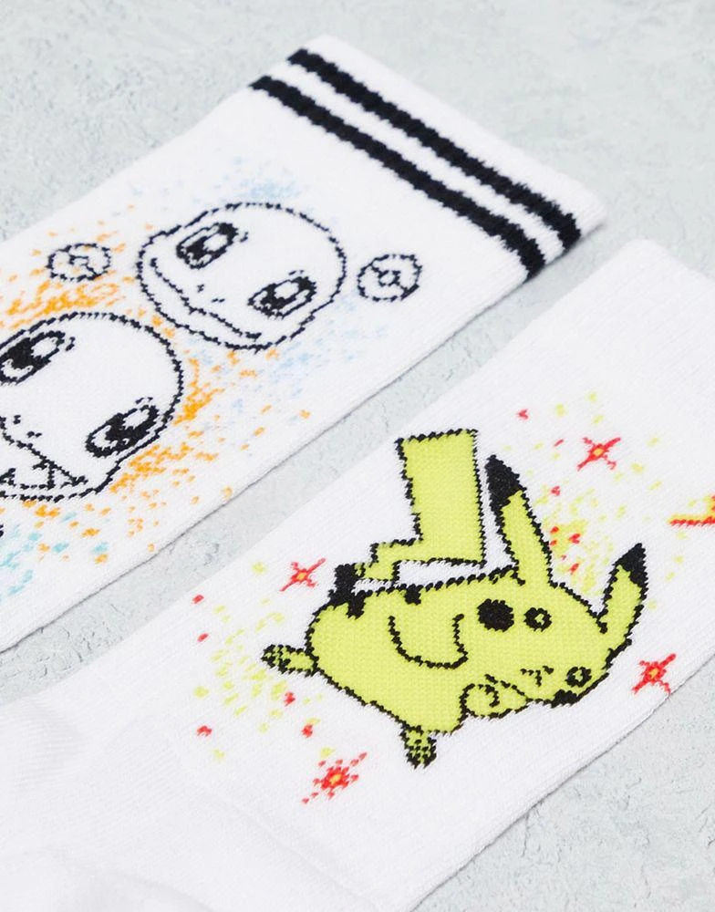 商品ASOS|ASOS DESIGN 2 pack Pokemon sports socks in white,价格¥80,第2张图片详细描述