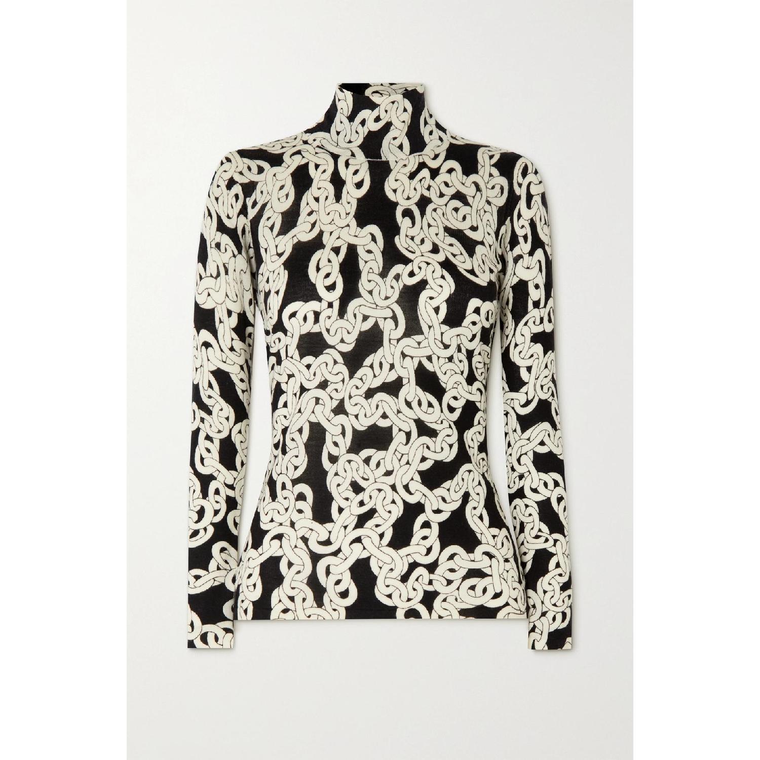 商品Diane von Furstenberg|【特惠5.0折】包邮包税【预售7天发货】 DIANE VON FURSTENBERG 23秋冬 女士 针织衫 Brandy 提花针织美利奴羊毛高领毛衣 1647597287848757 D*VFWL3Q016CCSBK ,价格¥2096,第1张图片