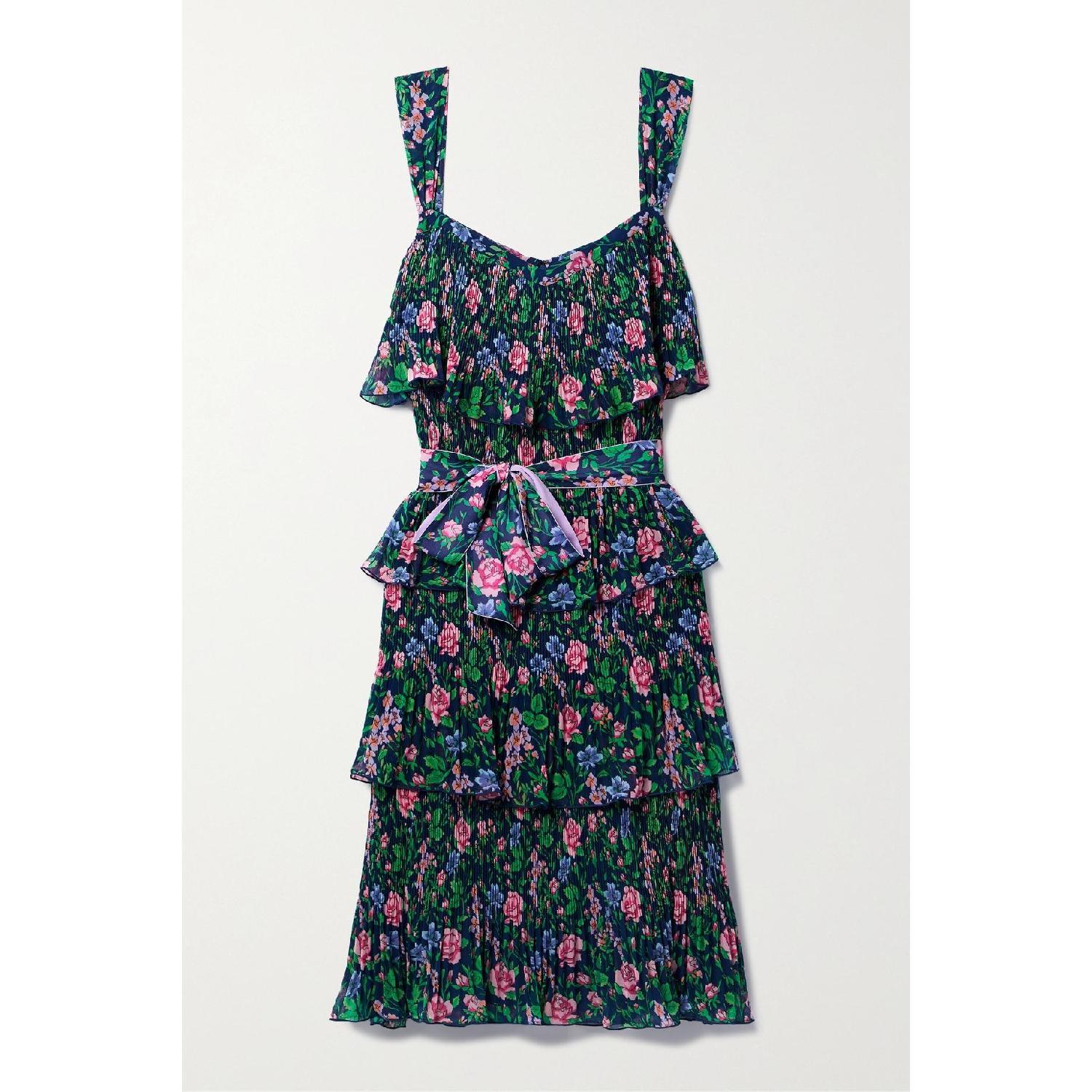 商品Diane von Furstenberg|【特惠5.0折】包邮包税【预售7天发货】 DIANE VON FURSTENBERG 23秋冬 女士 连衣裙 Loupette 分层式印花细褶薄纱中长连衣裙 1647597303285531 DVFDS1R039VFPNV ,价格¥3617,第1张图片