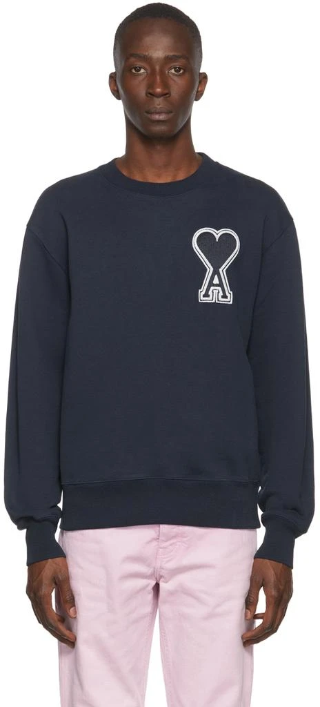 商品AMI|SSENSE Exclusive Navy Ami de Cœur Sweatshirt,价格¥1690,第1张图片