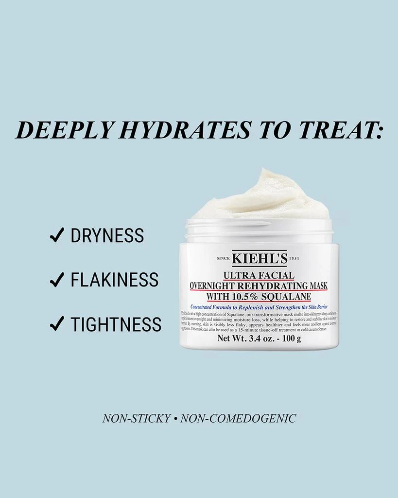 商品Kiehl's|Ultra Facial Overnight Hydrating Face Mask with 10.5% Squalane, 3.4 oz.,价格¥349,第4张图片详细描述