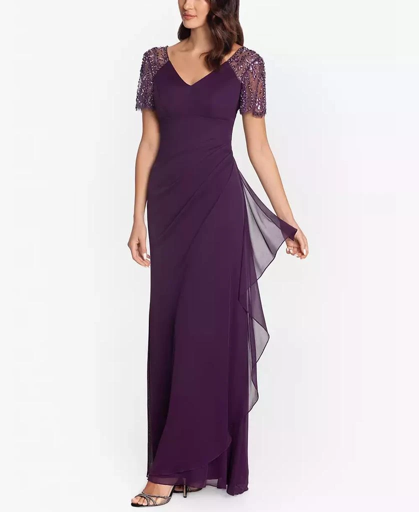 商品XSCAPE|Beaded-Sleeve Gown,价格¥1587,第3张图片详细描述