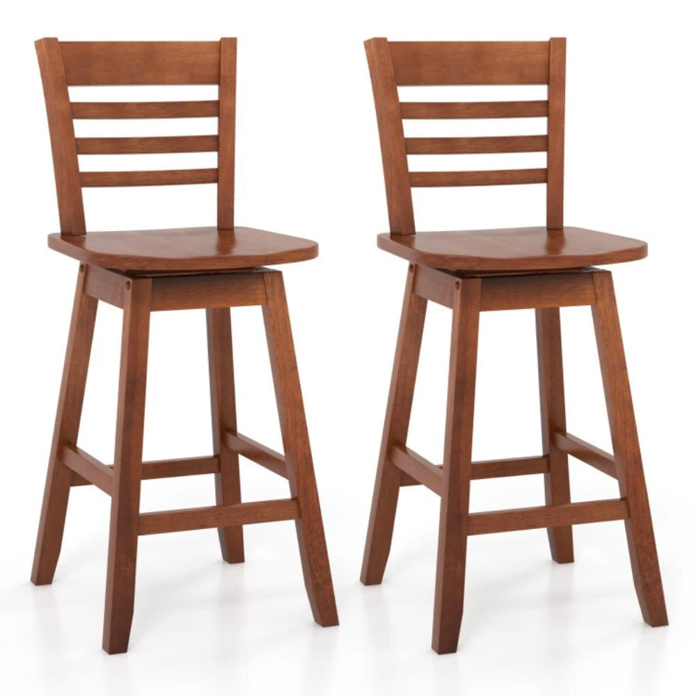 商品Hivvago|Counter Height Barstools Set of 2 with Footrest for Kitchen Island Bar-Walnut,价格¥1689,第1张图片