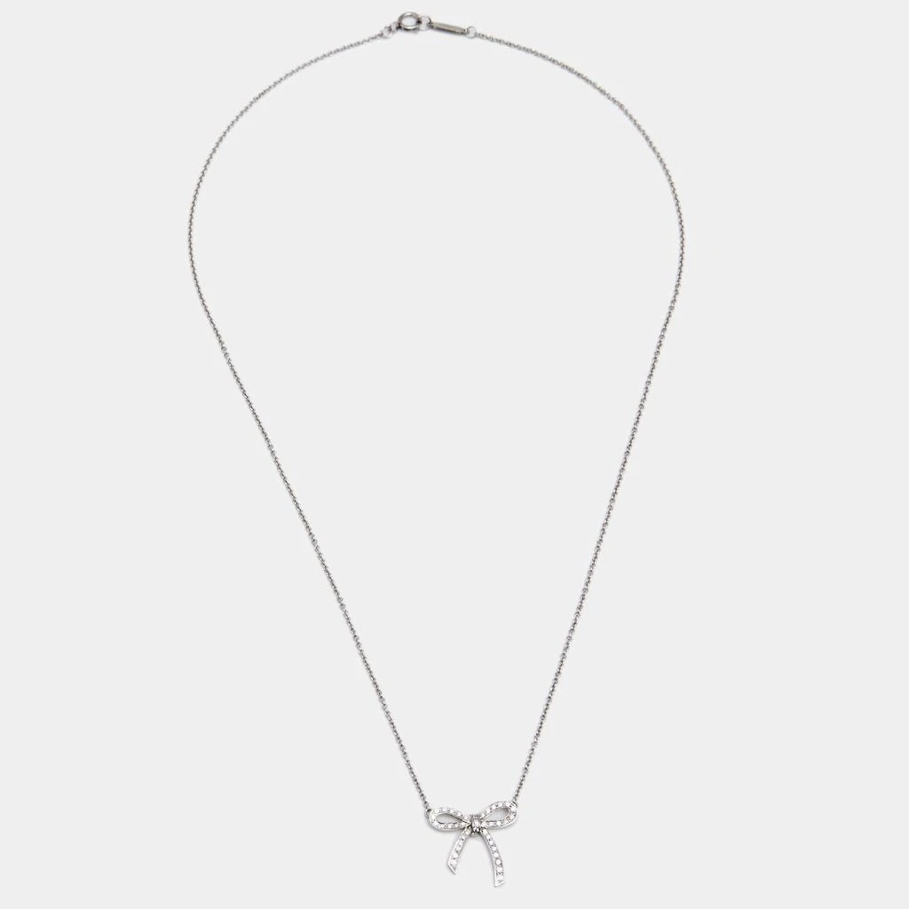 商品[二手商品] Tiffany & Co.|Tiffany & Co. Bow Diamond Platinum Pendant Necklace,价格¥10322,第2张图片详细描述