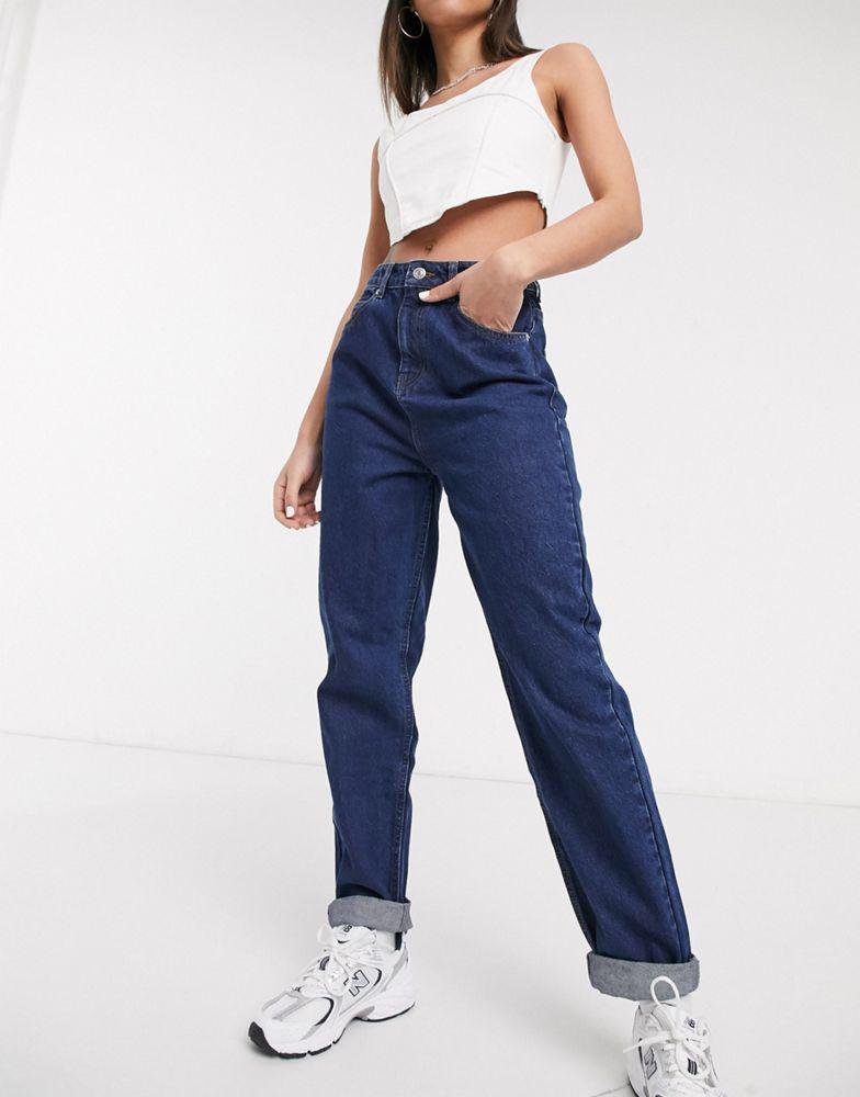 ASOS DESIGN high rise 'original' mom jeans in darkwash商品第1张图片规格展示