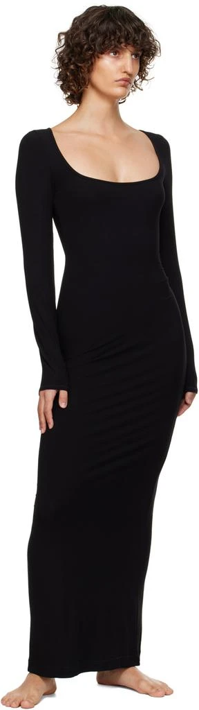 商品SKIMS|Black Soft Lounge Rib Long Sleeve Dress,价格¥689,第4张图片详细描述