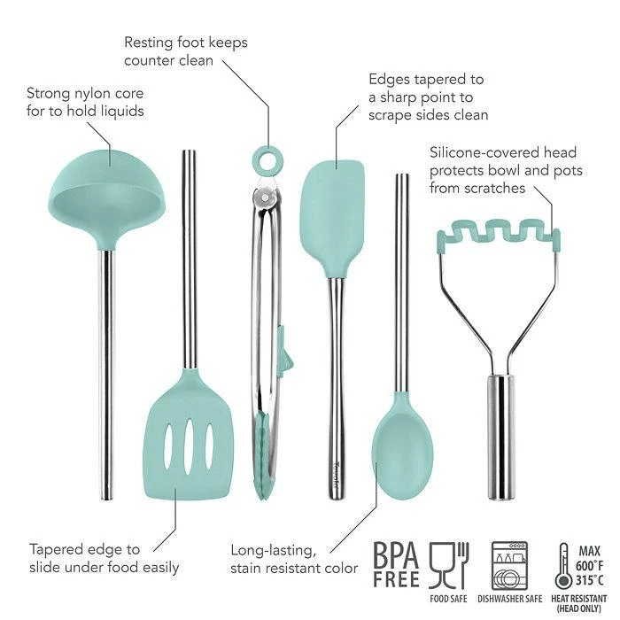 商品Tovolo|Silicone Utensil 6 Piece Set,价格¥442,第2张图片详细描述