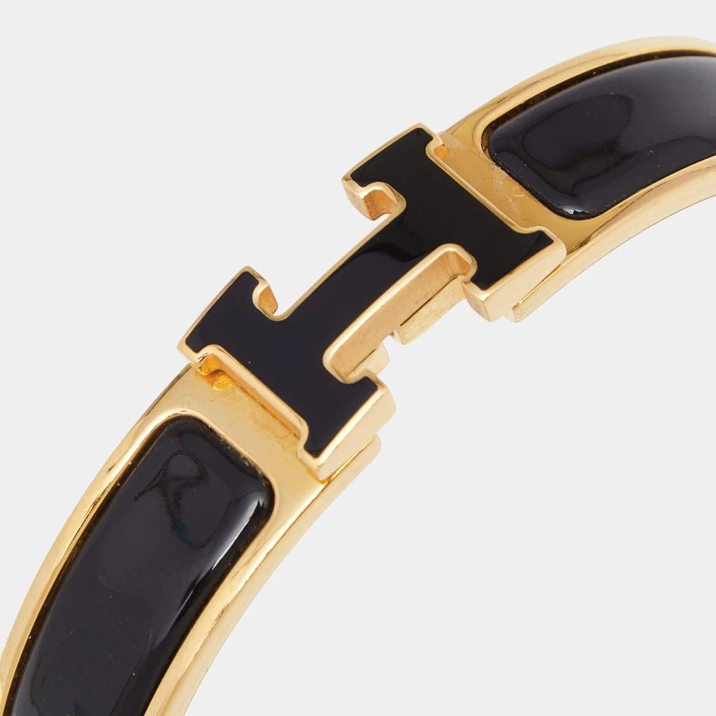 商品[二手商品] Hermes|Hermes Clic Clac H Extra Wide Black Enamel Gold Plated Bracelet,价格¥3852,第2张图片详细描述