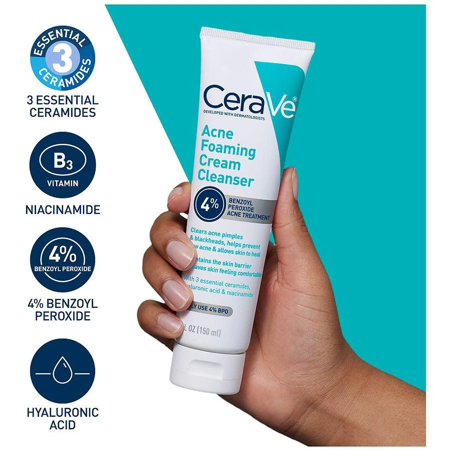 CeraVe Acne Foaming Cream Face Cleanser for Sensitive Skin 4
