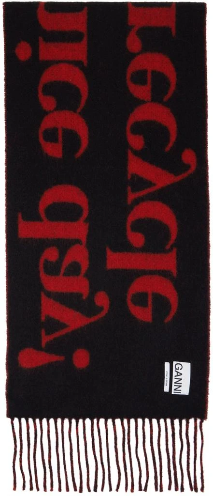 商品Ganni|Red Fringed Wool Scarf,价格¥844,第2张图片详细描述