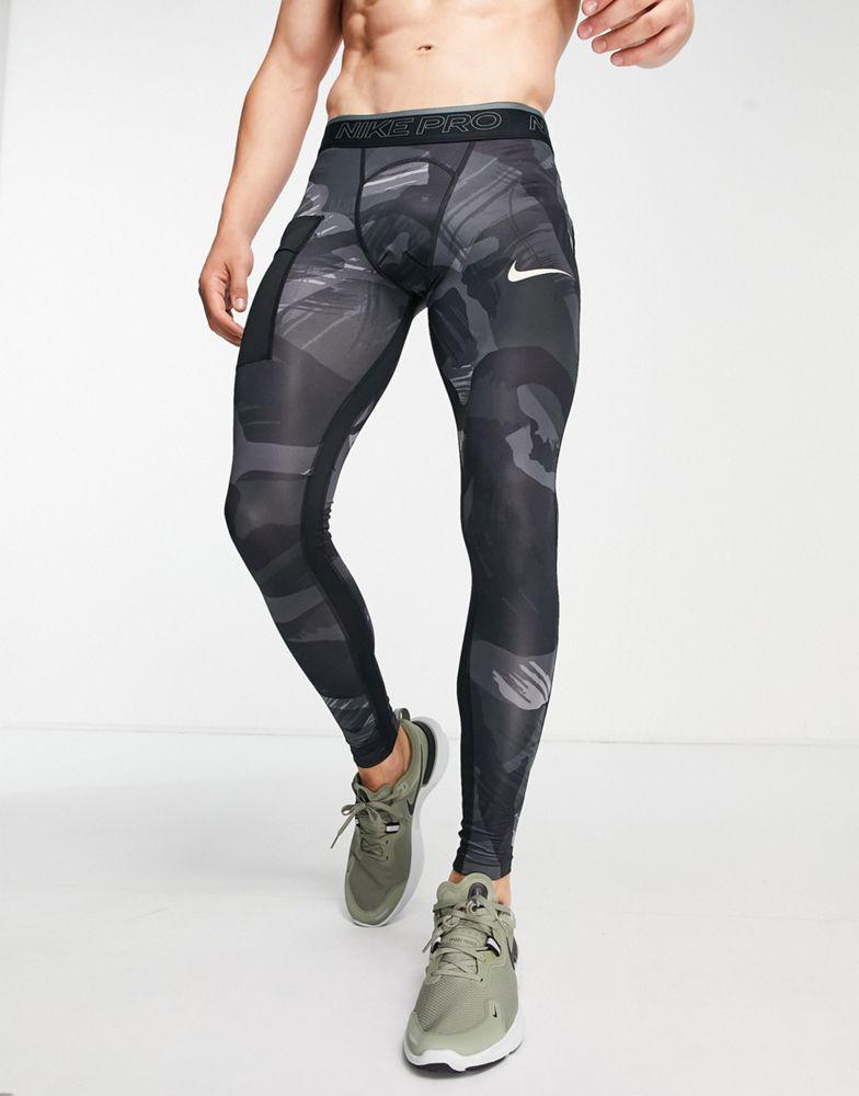 Nike Training glitch camo dri-fit leggings in black商品第1张图片规格展示
