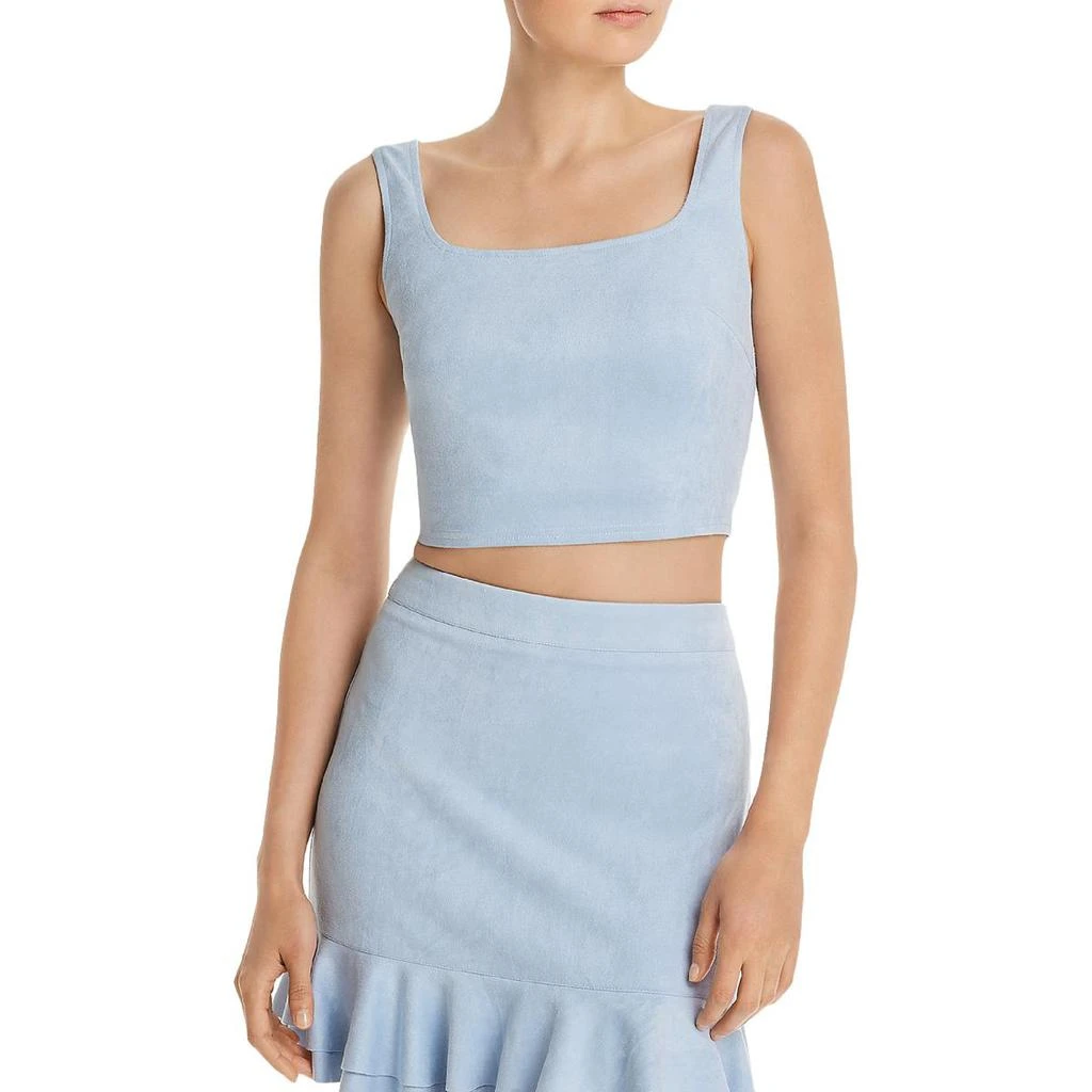 商品AQUA|Aqua Womens Faux Suede Square Neck Crop Top,价格¥70,第1张图片