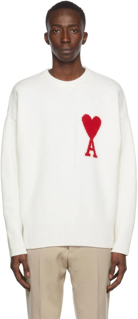 商品AMI|White Ami de Cœur Crewneck Sweater,价格¥2336,第1张图片