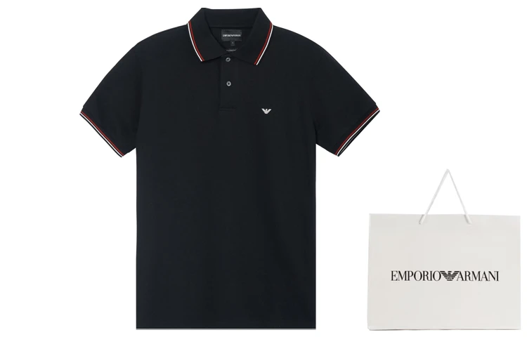 商品[国内直发] Emporio Armani|阿玛尼 鹰标修身休闲短袖Polo衫 男款 黑色,价格¥648,第6张图片详细描述