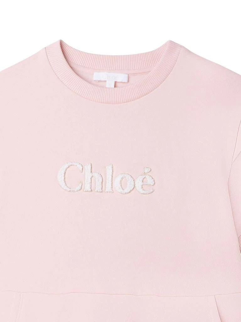 商品Chloé|Chloé Kids Short-sleeved Dress In Pink Fleece Cotton,价格¥1066,第3张图片详细描述