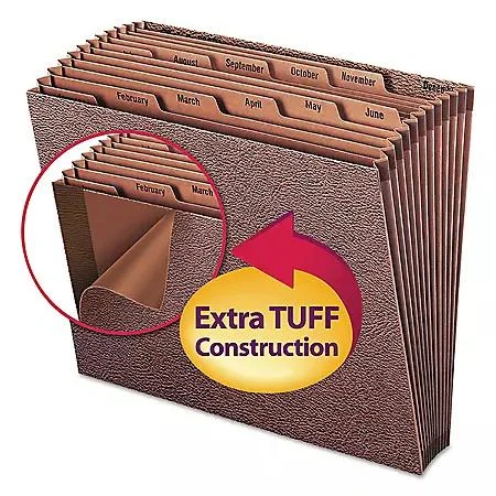 商品Smead|Smead 12 Pocket Jan-Dec TUFF Accordion Expansion File, Open Top, Letter, Redrope,价格¥122,第4张图片详细描述