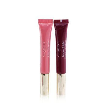 商品Clarins|Instant Light Lip Perfector Collection - #01 Rose Shimmer + #08 Plum Shimmer ,价格¥159,第1张图片
