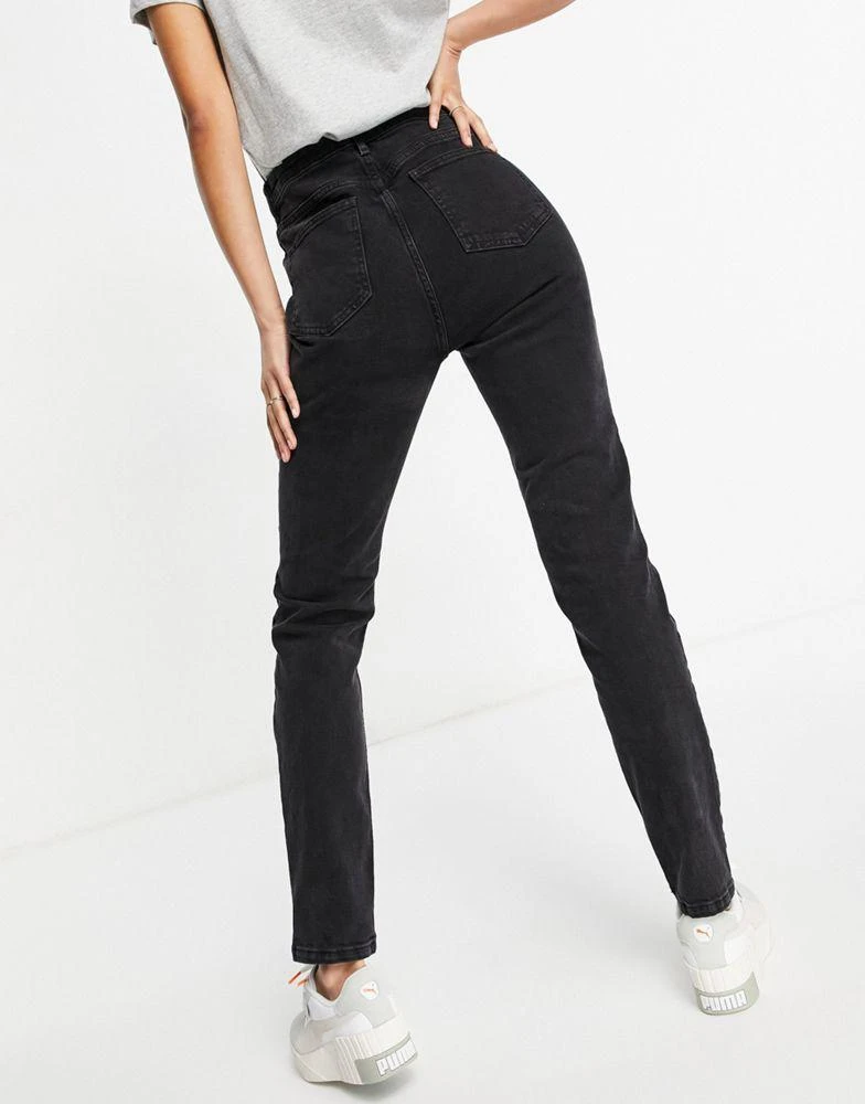 商品ASOS|ASOS DESIGN Tall hourglass high rise farleigh 'slim' mom jeans in washed black,价格¥121,第2张图片详细描述