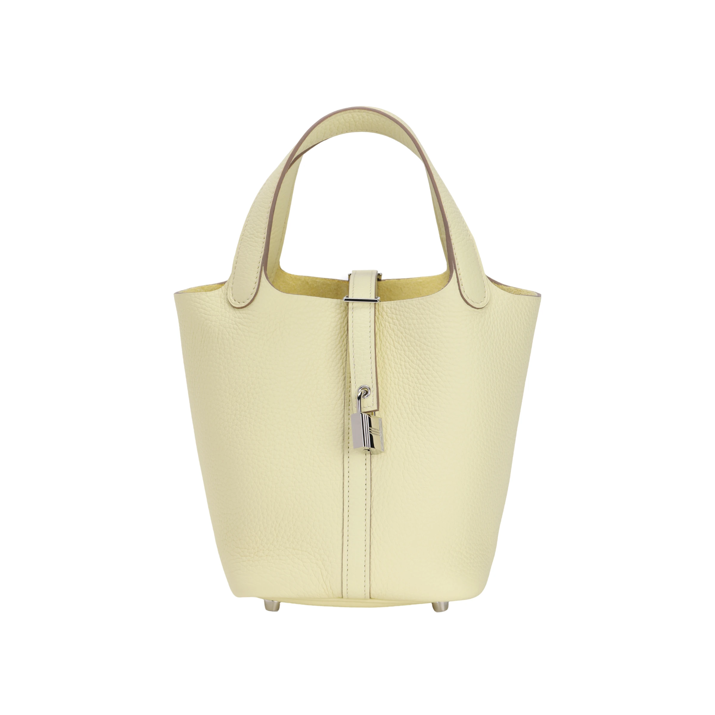 商品[国内直发] Hermes|爱马仕 Picotin Lock 18 银扣 Clemence小公牛皮 菜篮子水桶包手提包 男女同款情侣款 Jaune Milton米尔顿黄,价格¥35822,第1张图片