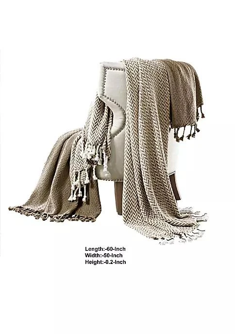 商品Duna Range|Range Calabria Herringbone Cotton Throw The Urban Port Set Of 2 Brown And White,价格¥266,第2张图片详细描述
