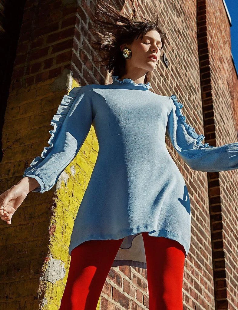 Blue Crepe Ruffle Sleeve Dress 商品