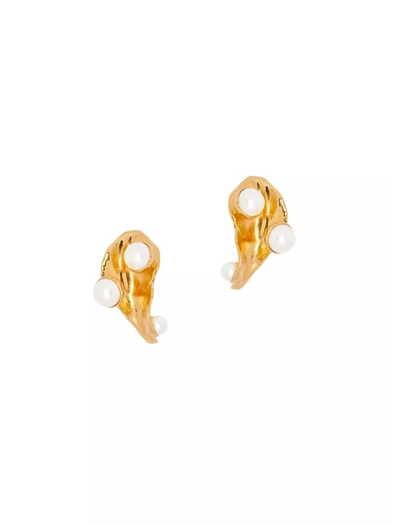 商品Oscar de la Renta|Goldtone & Imitation Pearl Leaf Drop Earrings,价格¥2203,第1张图片