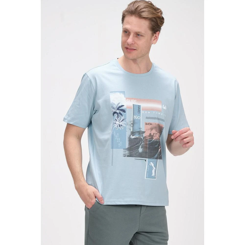 商品RON TOMSON|Men's Modern Print Fitted Palms T-shirt,价格¥445,第3张图片详细描述