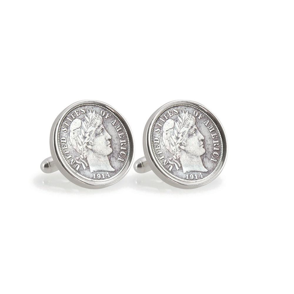 商品American Coin Treasures|Silver Barber Dime Sterling Silver Coin Cuff Links,价格¥579,第1张图片