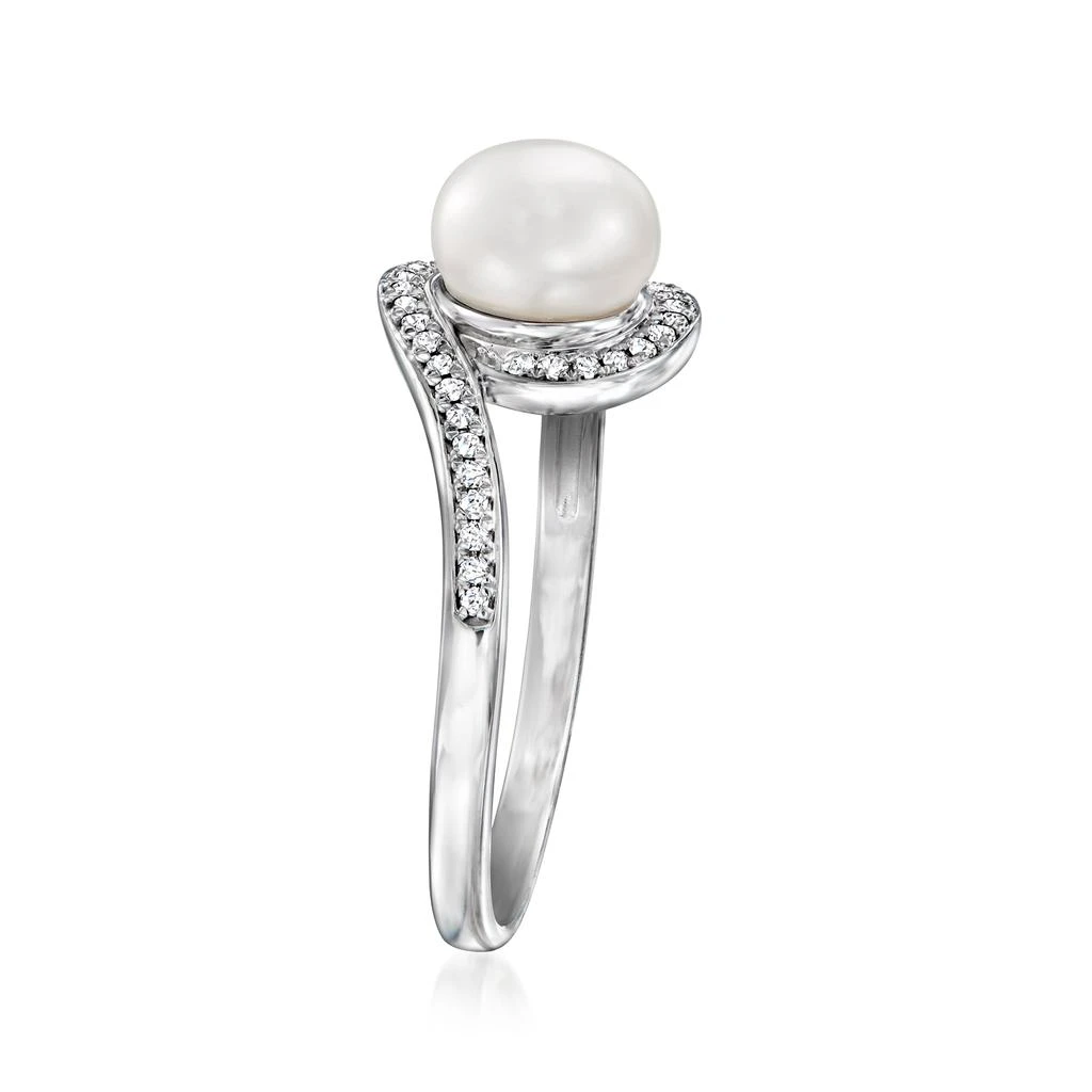 商品Ross-Simons|6.5-7mm Cultured Pearl and . Diamond Swirl Ring in Sterling Silver,价格¥974,第3张图片详细描述