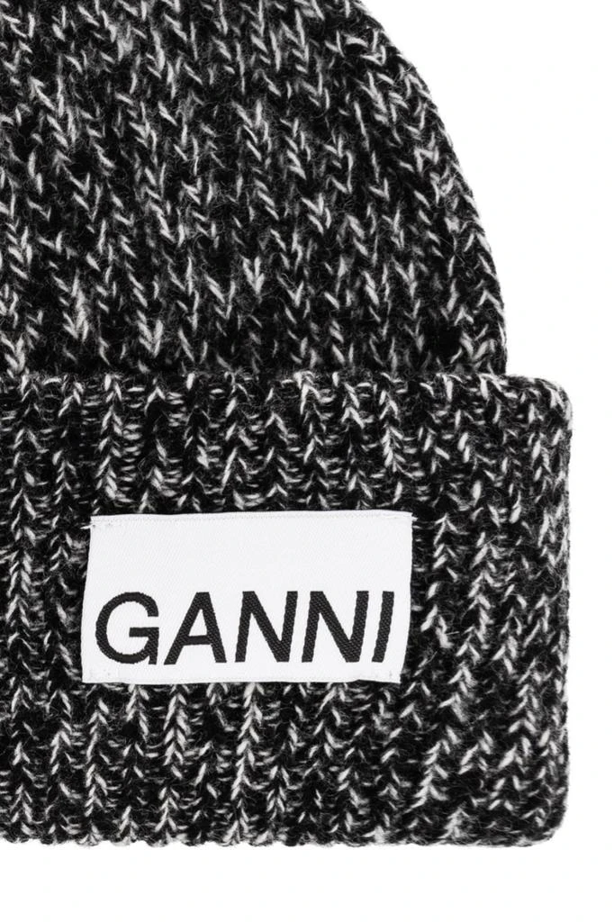 商品Ganni|Ganni Logo-Patch Ribbed-Knit Turn-Up Hem Beanie,价格¥517,第3张图片详细描述