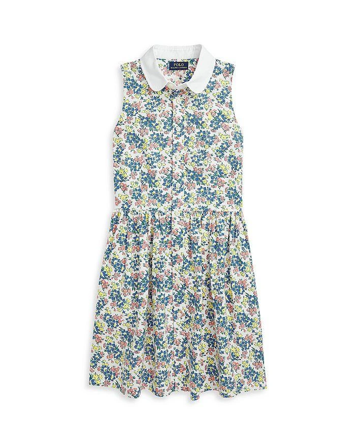 商品Ralph Lauren|Girls' Floral Cotton Oxford Shirt Dress - Little Kid, Big Kid,价格¥352,第1张图片详细描述