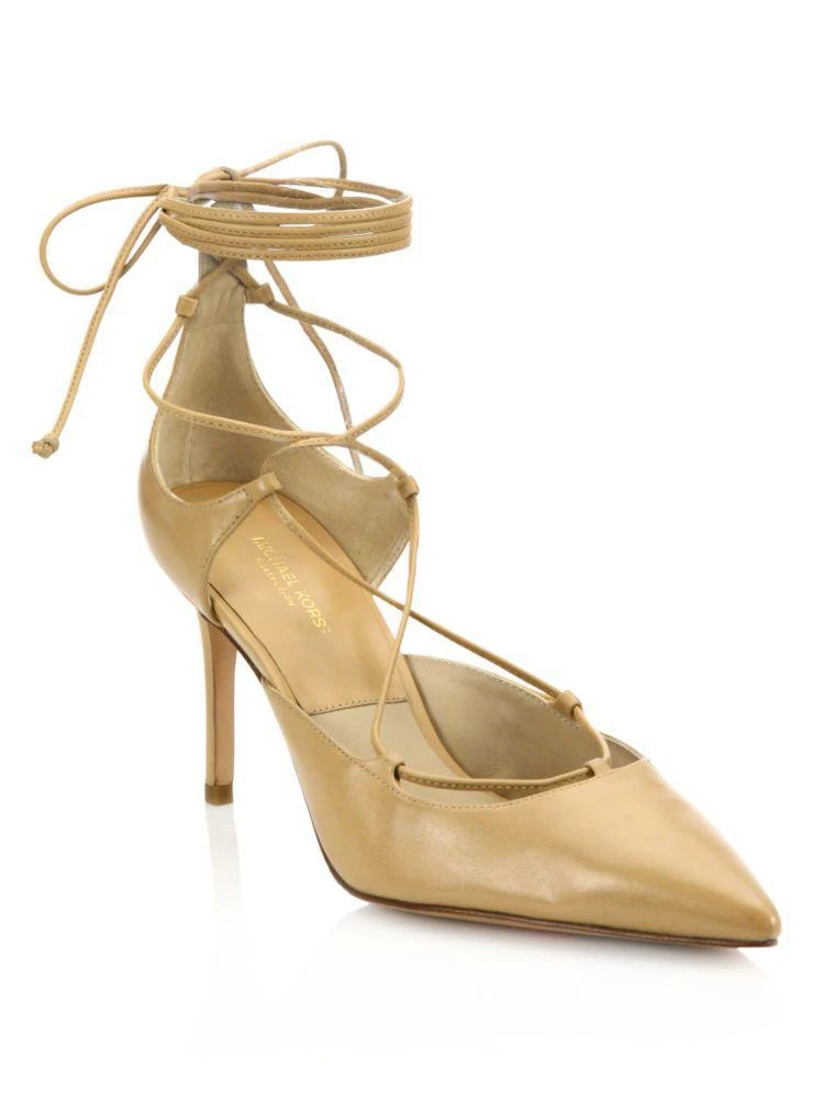 Gabby Point Toe Leather Lace-Up Pumps 商品