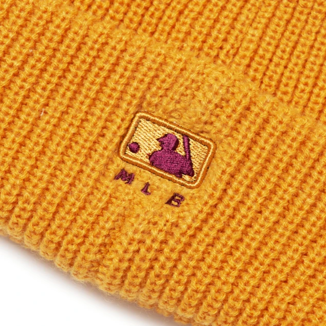 【Brilliant|包邮包税】MLB 美联棒 秋冬时尚 针织 黄色毛线帽  红色LA标 3ABNM0716-07MSS 商品