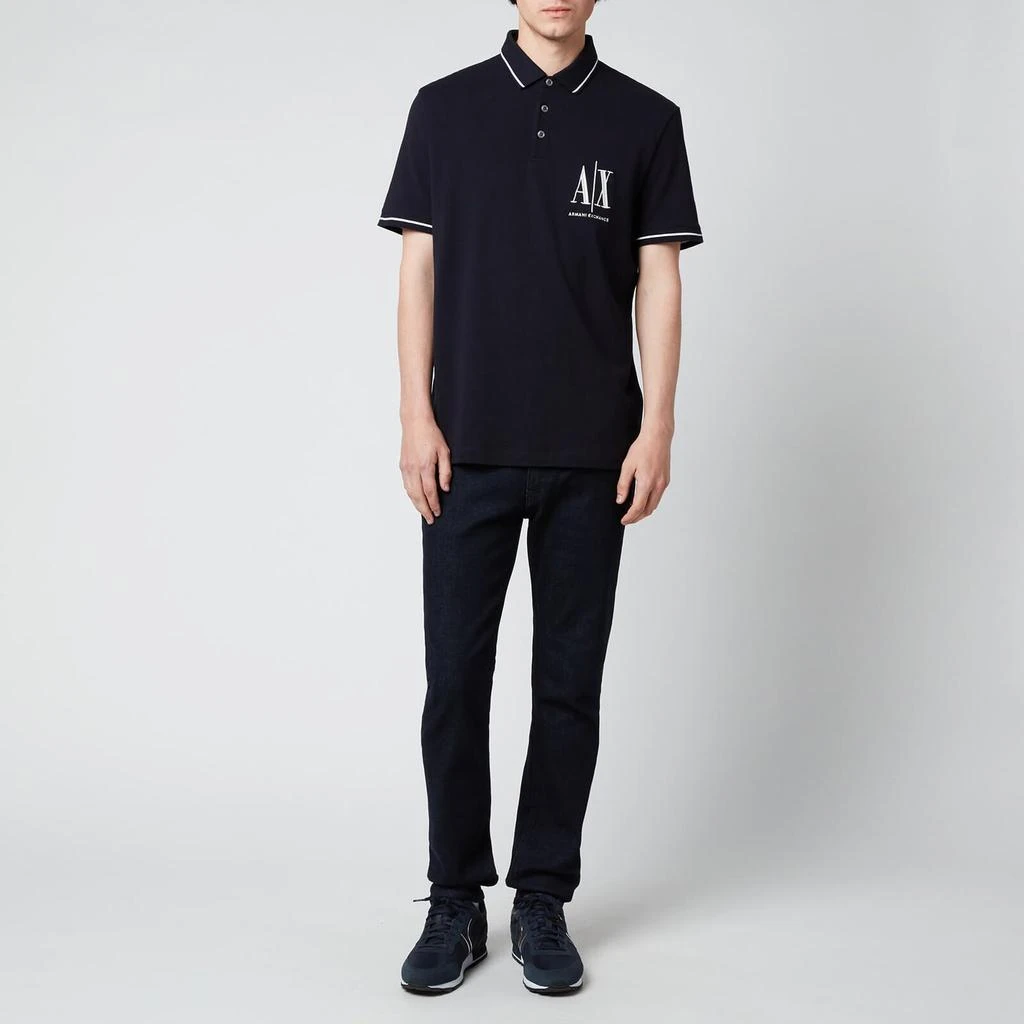 商品Armani Exchange|Armani Exchange Men's AX Logo Tipped Polo Shirt - Black,价格¥444,第3张图片详细描述